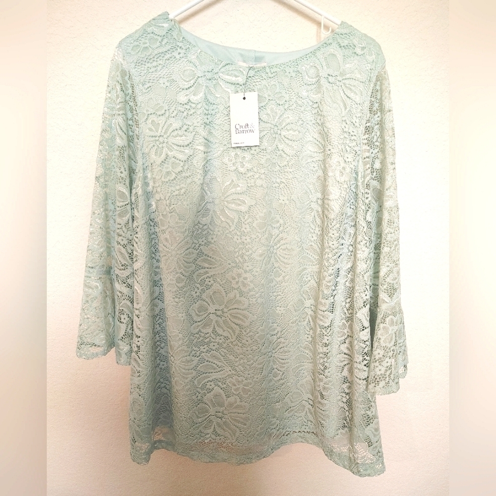 Croft & Barrow Women's Lace Top - Light Green
